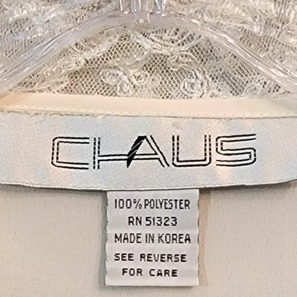 Chaus Vintage Ivory Lace Collar Button-Down Long Sleeve Blouse – Size 10 - Picture 6 of 7